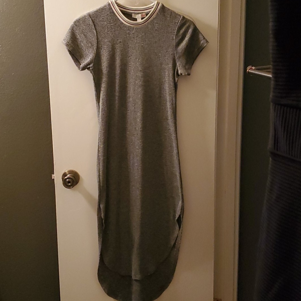 GB Small Rayon Long Short-sleeved Gray Dress